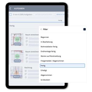 Aufgabenübersicht in CENDAS